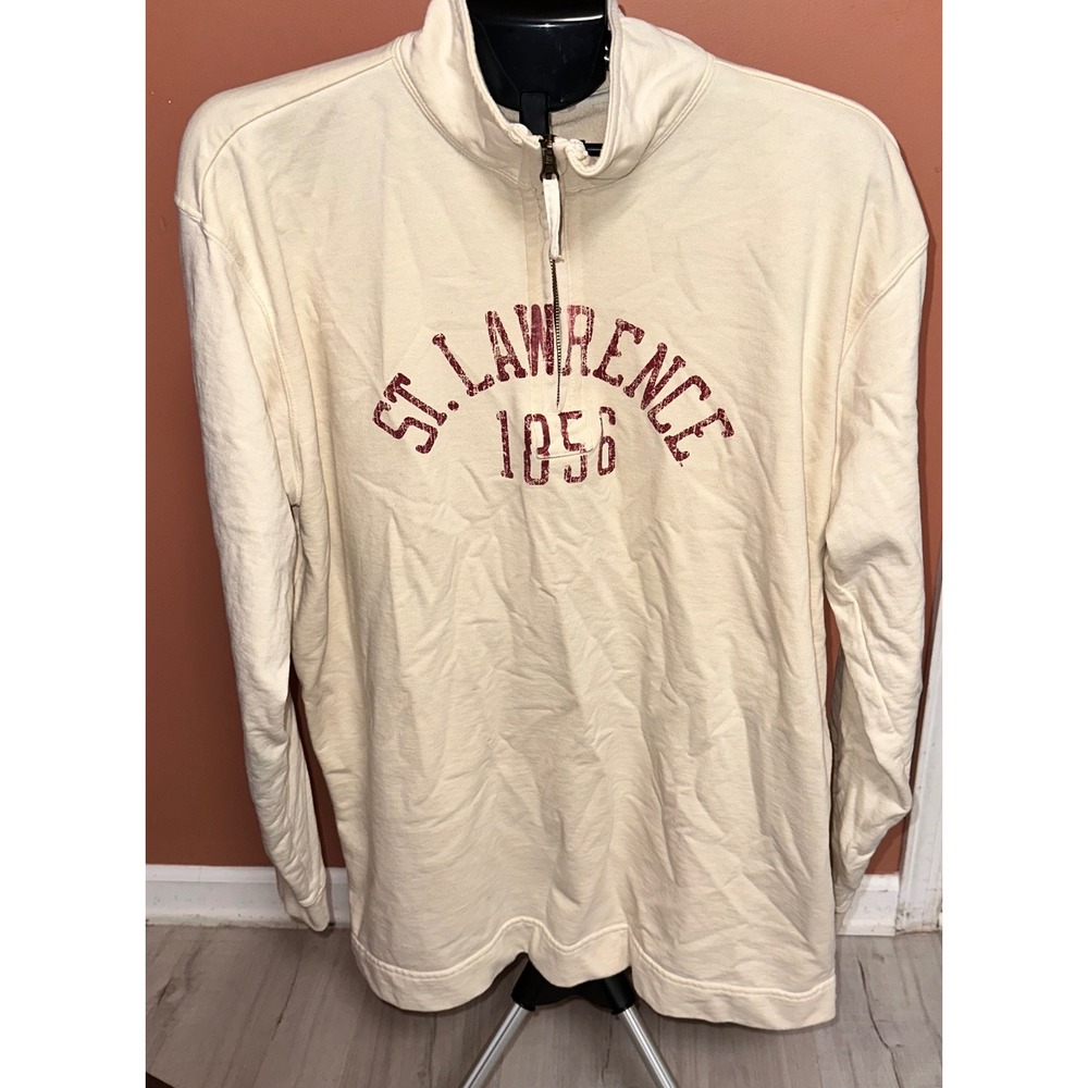 St Lawrence 1856‎ Quarter Zip Sweatshirt Pullover College Mens XL Beige Flawed